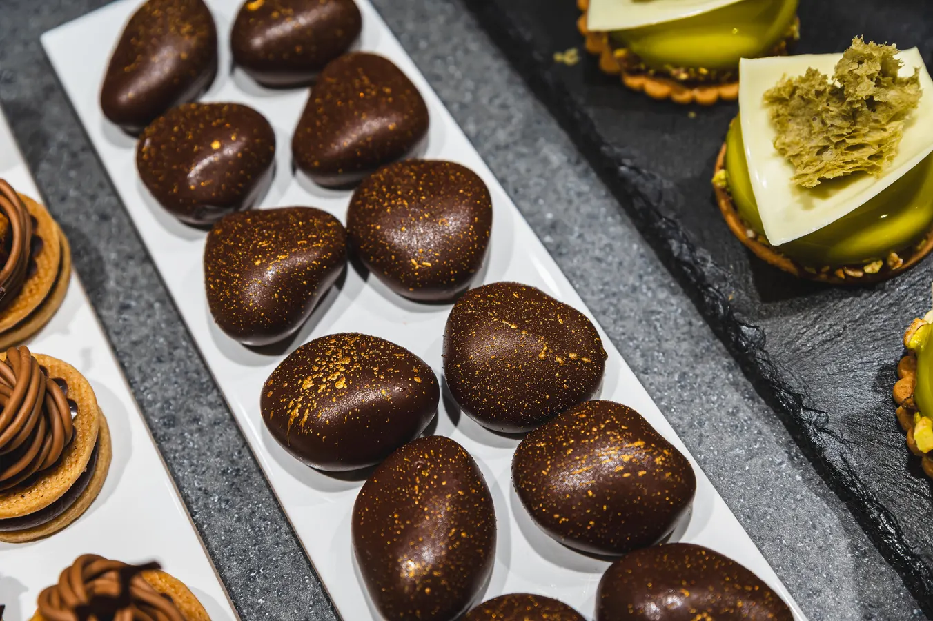 Chocolate truffles dusted with gold